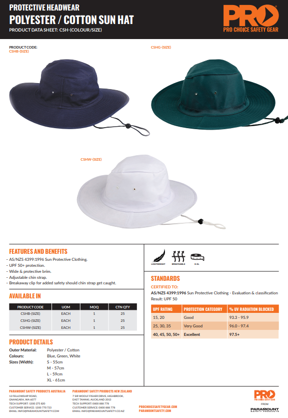 Pro Choice Poly/Cotton Sun Hat