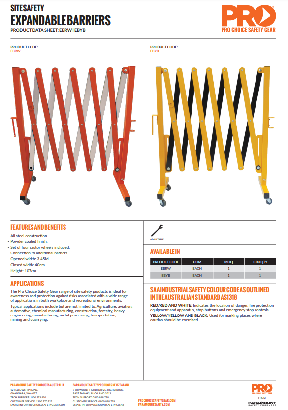 Pro Choice Expandable Barrier - 2 Colour Options