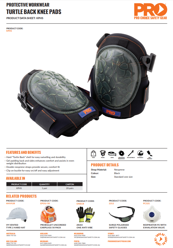 Pro Choice Knee Pads - Leather, Soft, Turtle Back Hard Shell or Insert Pads