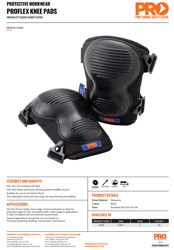 Pro Choice Knee Pads - Leather, Soft, Turtle Back Hard Shell or Insert Pads