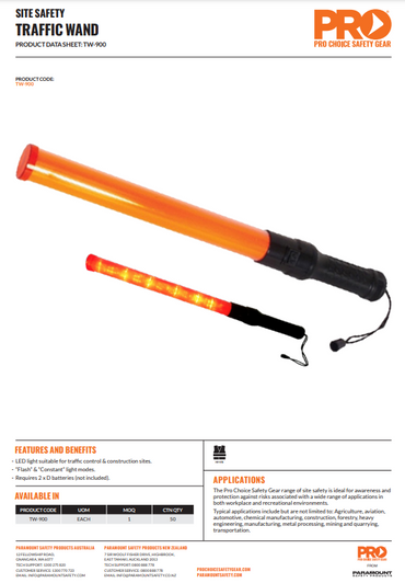 Pro Choice Site Safety Lights - Traffic Wand or Road Safety Light