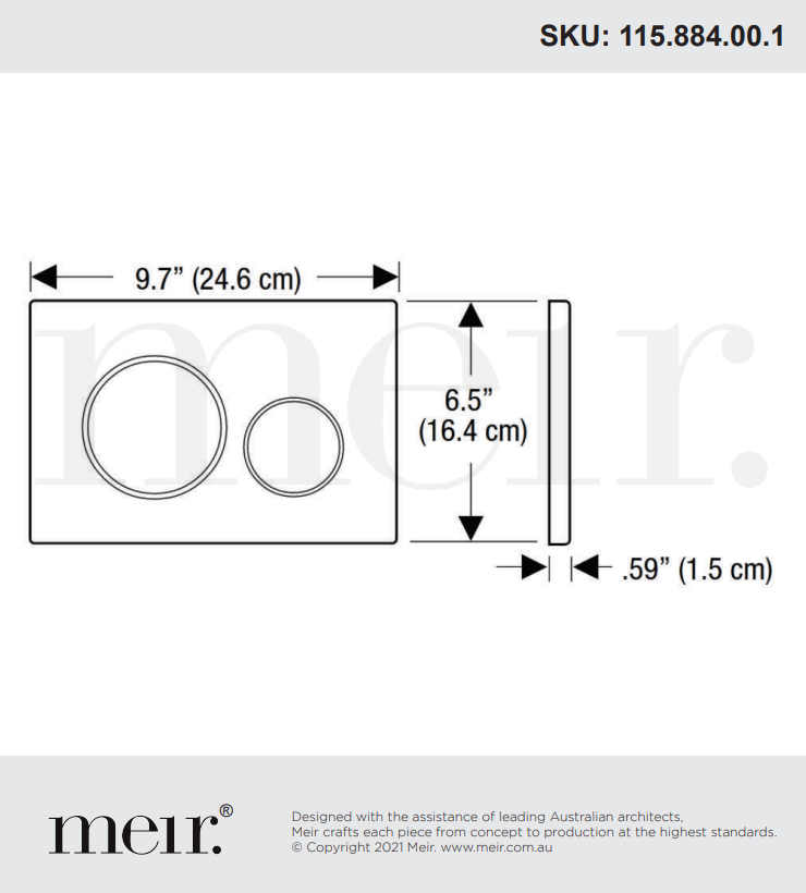 Meir SIGMA 21 Dual Flush Plates to suit Geberit - Various Colour Finishes