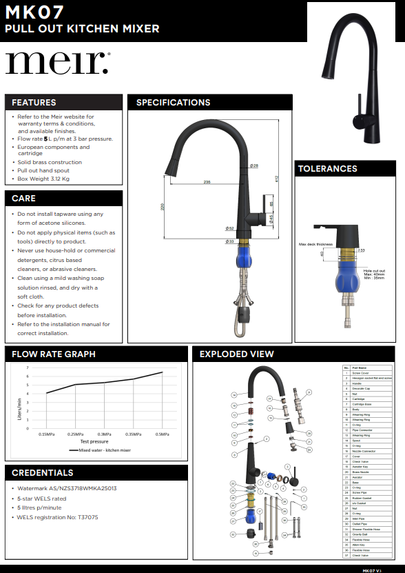 Meir Matte Black Round Pull Out Kitchen Mixer Tap