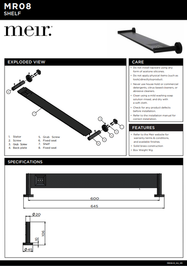 Meir Matte Black Round Bathroom Shelf