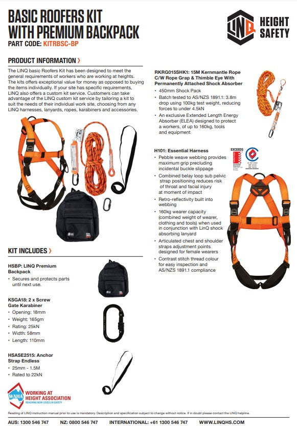 Linq Basic Roofers Kit - Various Kit Contents