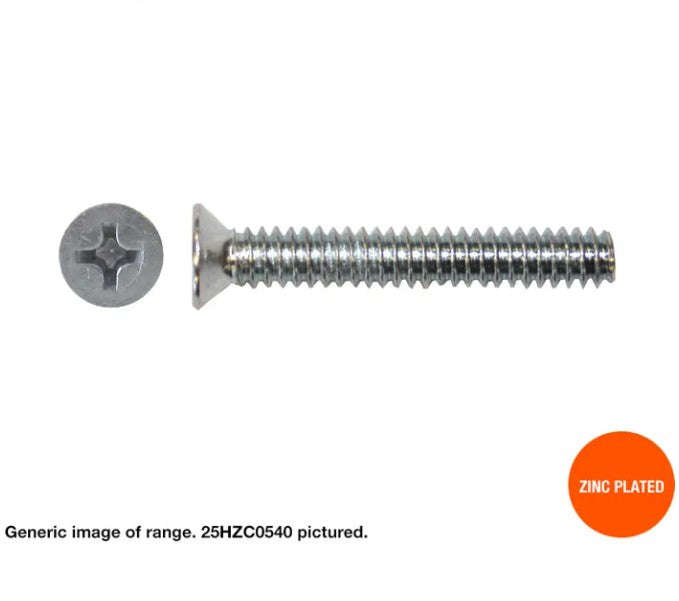 Macsim Countersunk Machine Screws Zinc Plated - Box of 200 - Various Sizes