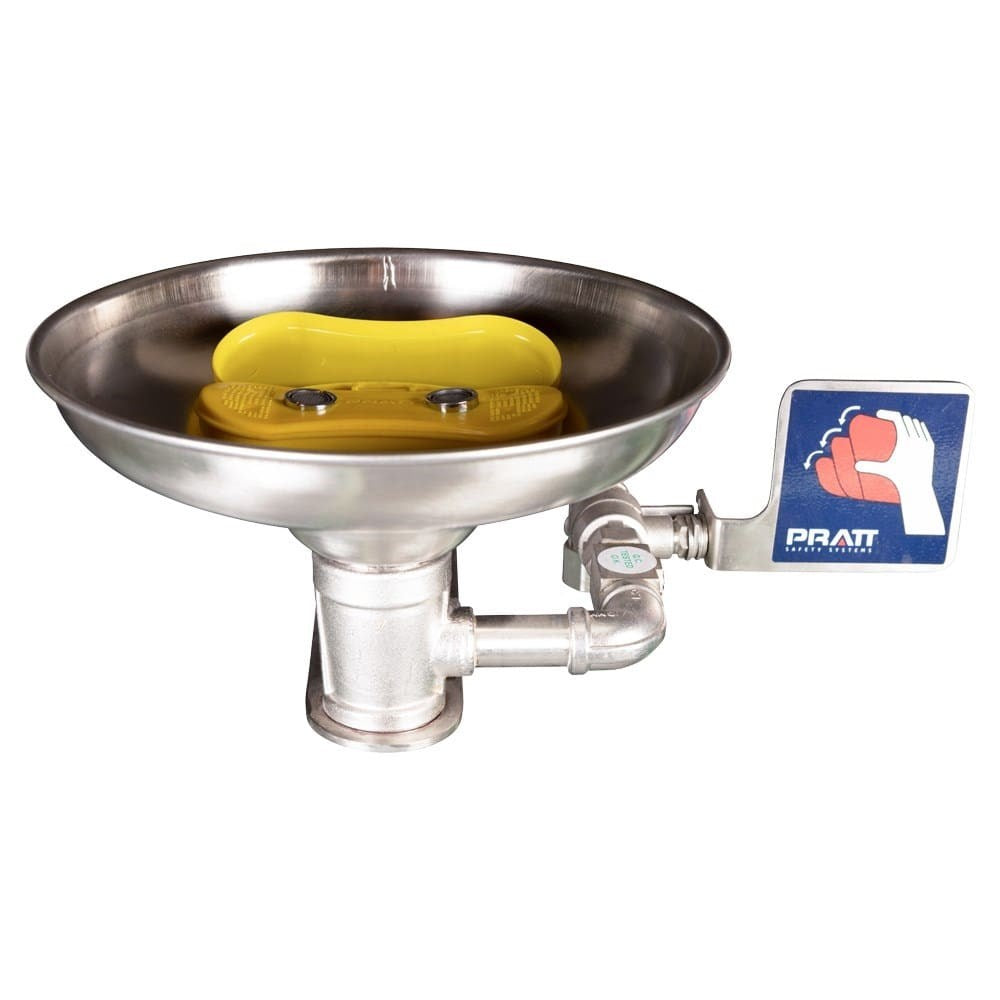 Pratt Fixed Wall Mounted Emergency Eye Wash Units - Foot Treadle, Eye Face Wash and Bowl Options