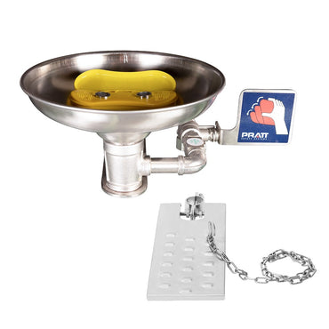 Pratt Fixed Wall Mounted Emergency Eye Wash Units - Foot Treadle, Eye Face Wash and Bowl Options