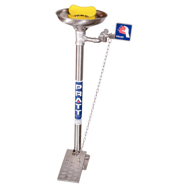 Pratt Fixed Pedestal Mounted Eye Wash Stations - Foot Treadle, Eye Face Wash and Bowl Options
