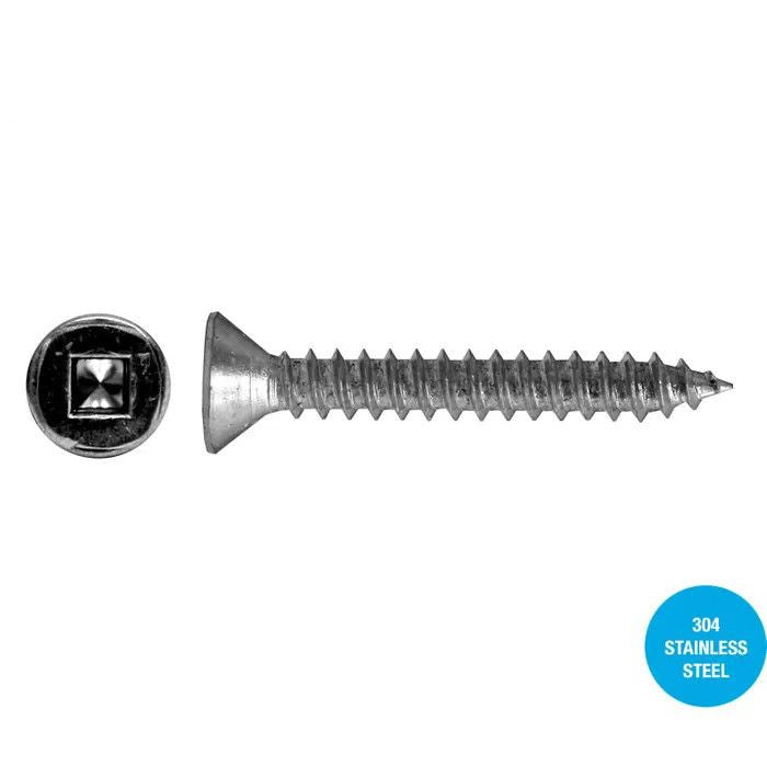 Countersunk Square Drive 304 Stainless Steel Self Tapping Screw Box of 1000 - Various Sizes