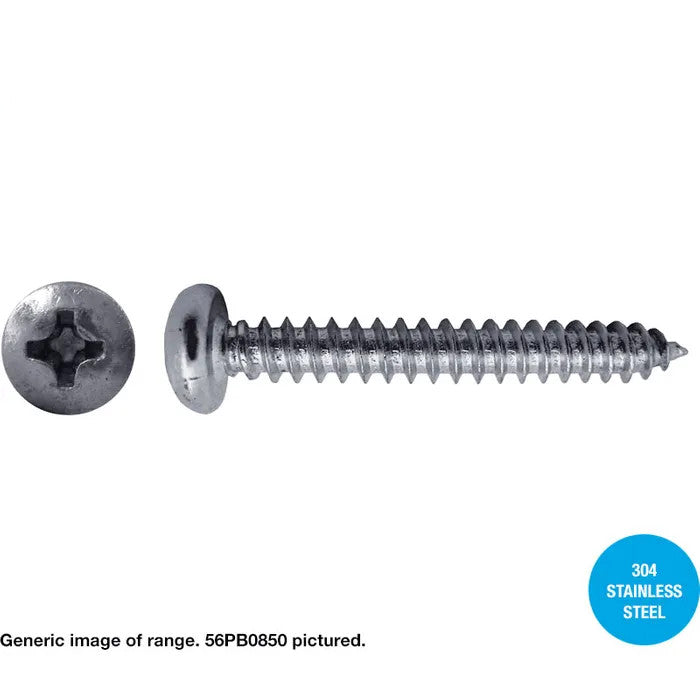 Macsim Pan Head Self Tapping Screws (Square Drive) 304 Grade Stainless Steel - Box of 200 - Various Sizes