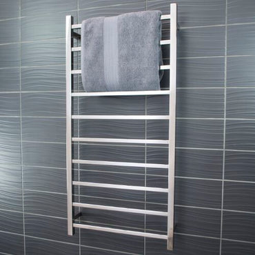 Radiant Heated Towel Rail (STR02) 600mm x 1200mm - 10 bars (SQUARE) - BOTTOM LEFT Power