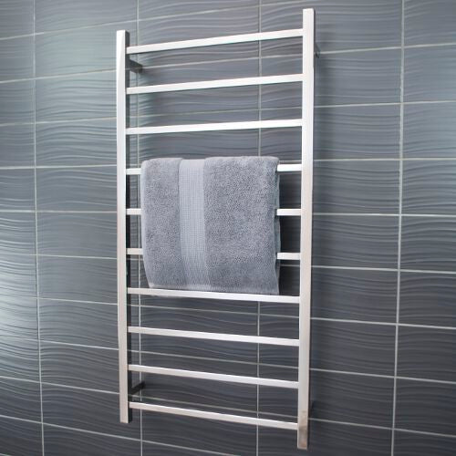 Radiant Heated Towel Rail (STR02) 600mm x 1200mm - 10 bars (SQUARE) - BOTTOM LEFT Power