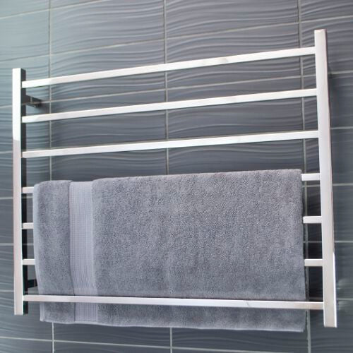Radiant Heated Towel Rail (STR06) 950 x 750mm - 8 bars (SQUARE) - BOTTOM RIGHT Power