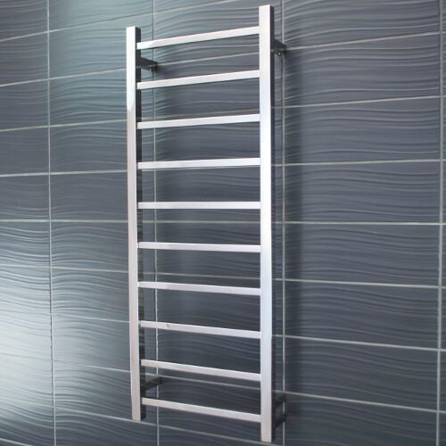 Radiant Heated Towel Rail (STR430) 430mm x 1100mm - 10 bars (SQUARE) - BOTTOM LEFT Power