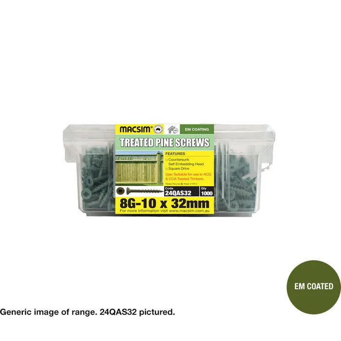 Macsim Chipboard Screws (Square Drive) EM Coated - Various Sizes and Quantities