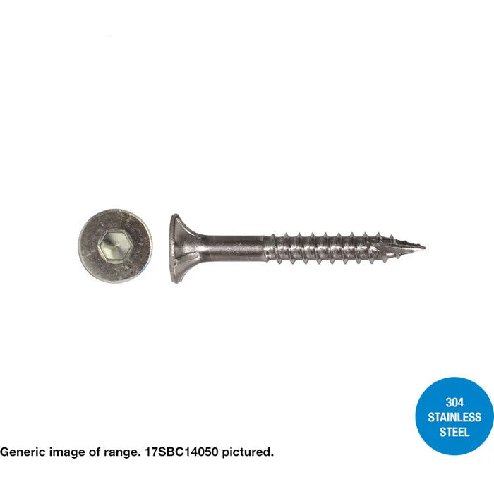 Macsim Type 17 Batten Screws (Hex Drive) 304 Stainless Steel 14G - Various Sizes and Quantities