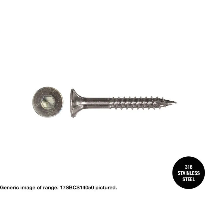 Macsim Type 17 Batten Screw (Hex Drive) 316 Stainless Steel 14G - Various Sizes & Quantities