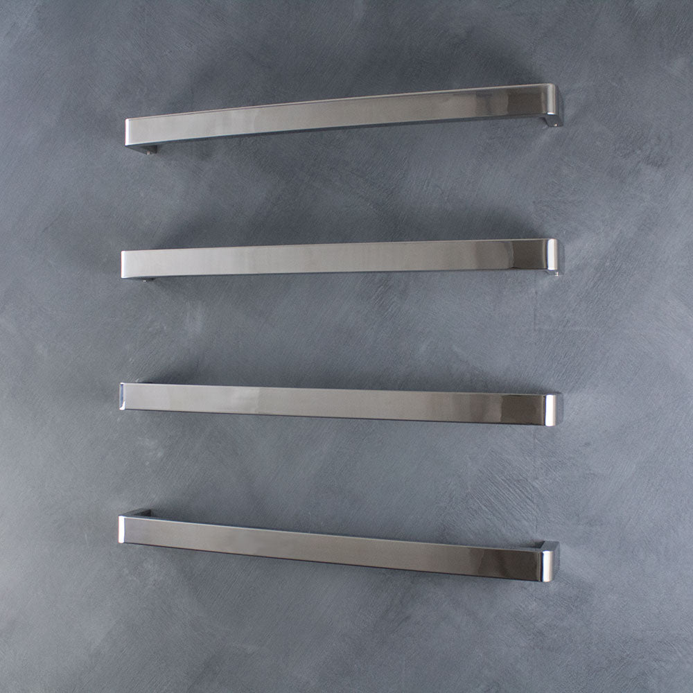 Radiant Single SQUARE WITH ROUNDED ENDS Bar Heated Towel Rail Kits (VAIL) - Various Widths, Colour Finishes and Number of Bars Available