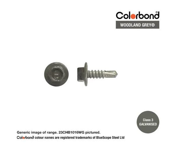 Macsim Hex Washer Face Self Drilling Galvanised PAINTED HEAD Screws - Box of 1000 - Various Sizes and Colours
