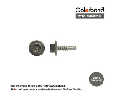 Macsim Hex Washer Face Self Drilling Galvanised PAINTED HEAD Screws - gauge x length x colour x washer - Box of 1000