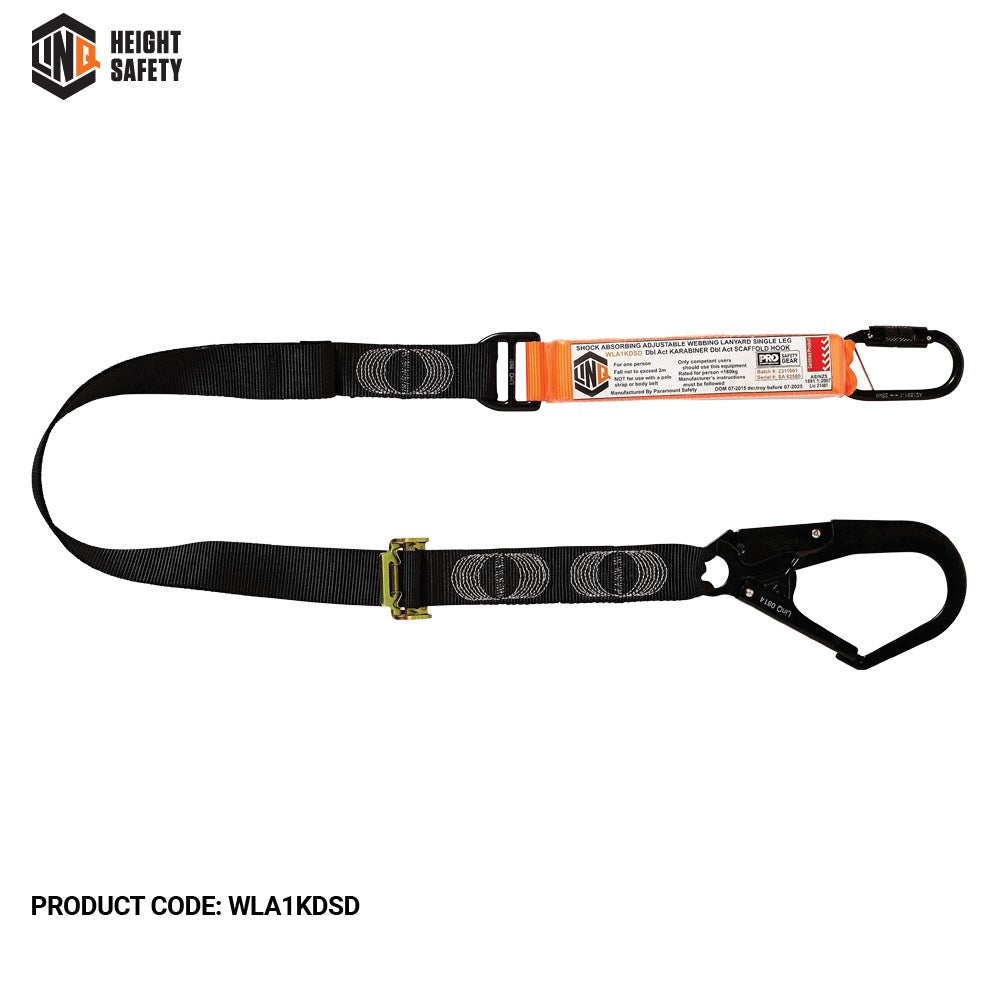 Linq Elite 2m Single Leg Shock Absorbing Adjustable Lanyard - Plus Hardware Made to Order