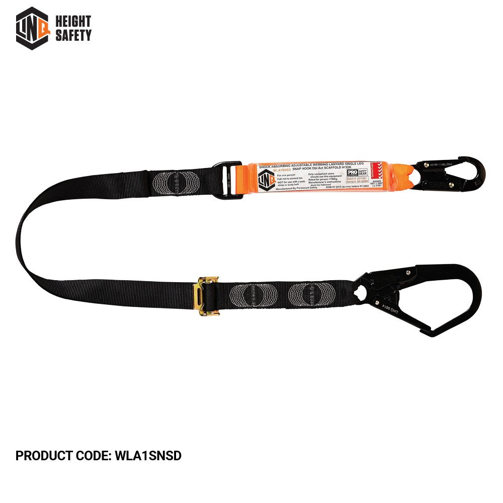 Linq Elite 2m Single Leg Shock Absorbing Adjustable Lanyard - Plus Hardware Made to Order