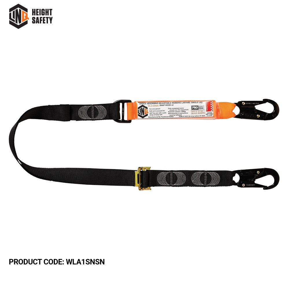 Linq Elite 2m Single Leg Shock Absorbing Adjustable Lanyard - Plus Hardware Made to Order
