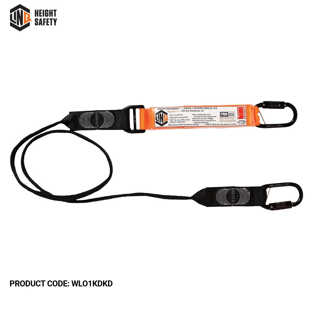 Linq Elite Single Leg Shock Absording Webbing Lanyards - Plus Hardware Options
