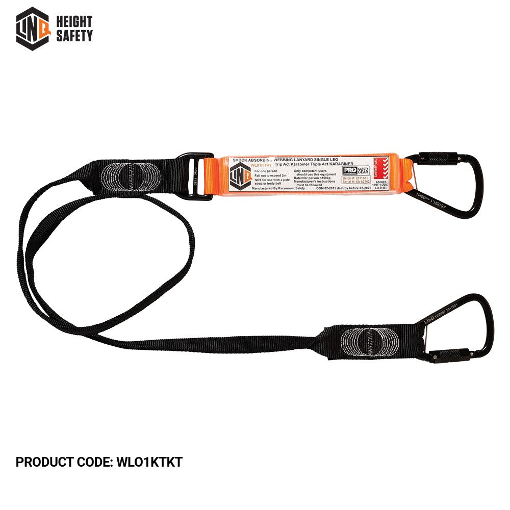 Linq Elite Single Leg Shock Absording Webbing Lanyards - Plus Hardware Options