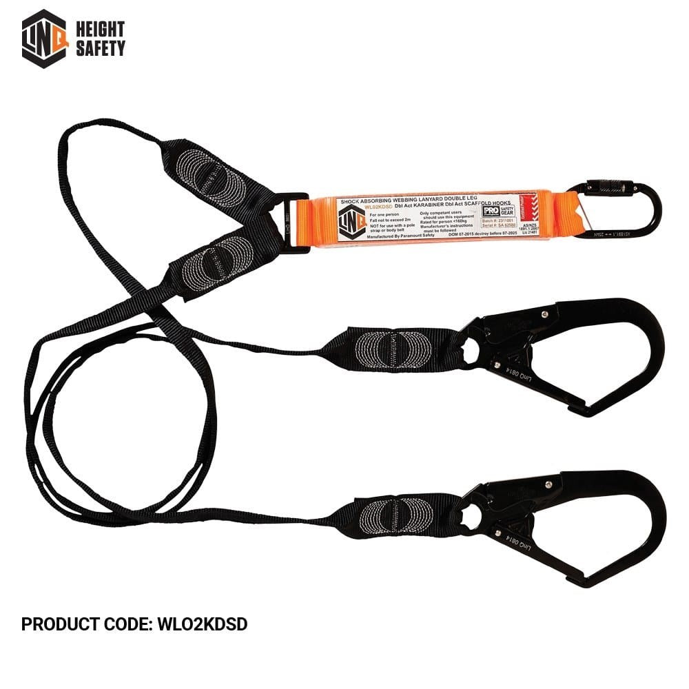 Linq Elite Double Leg Shock Absording Webbing Lanyards - Plus Hardware Options