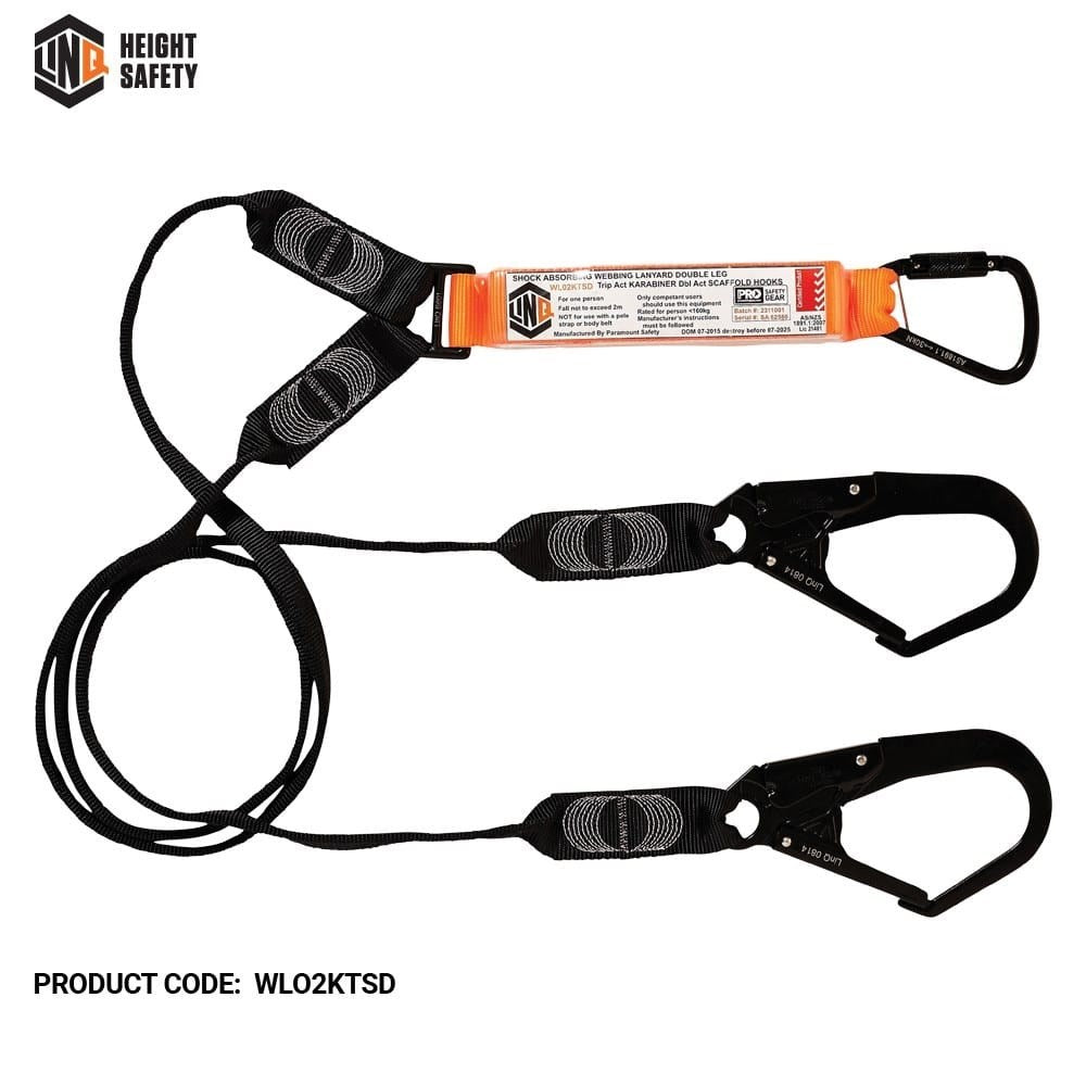 Linq Elite Double Leg Shock Absording Webbing Lanyards - Plus Hardware Options