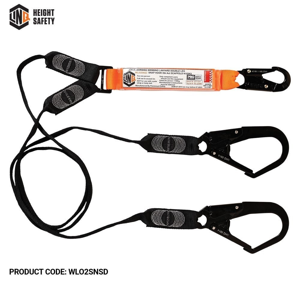 Linq Elite Double Leg Shock Absording Webbing Lanyards - Plus Hardware Options
