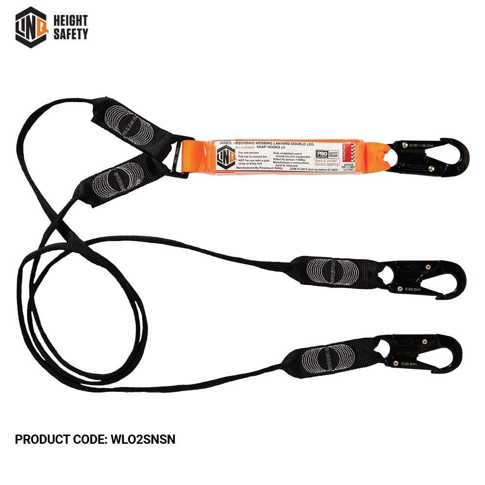 Linq Elite Double Leg Shock Absording Webbing Lanyards - Plus Hardware Options