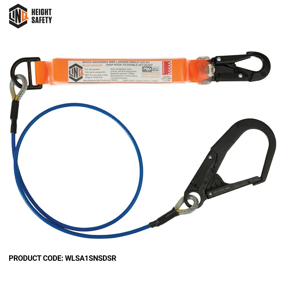 Linq Elite Single or Double Leg Shock Absorbing Wire Rope Lanyards - Made To Order