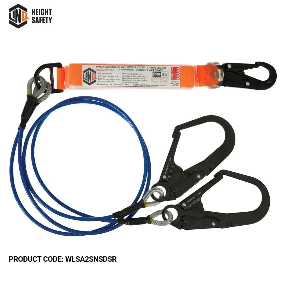 Linq Elite Single or Double Leg Shock Absorbing Wire Rope Lanyards - Made To Order