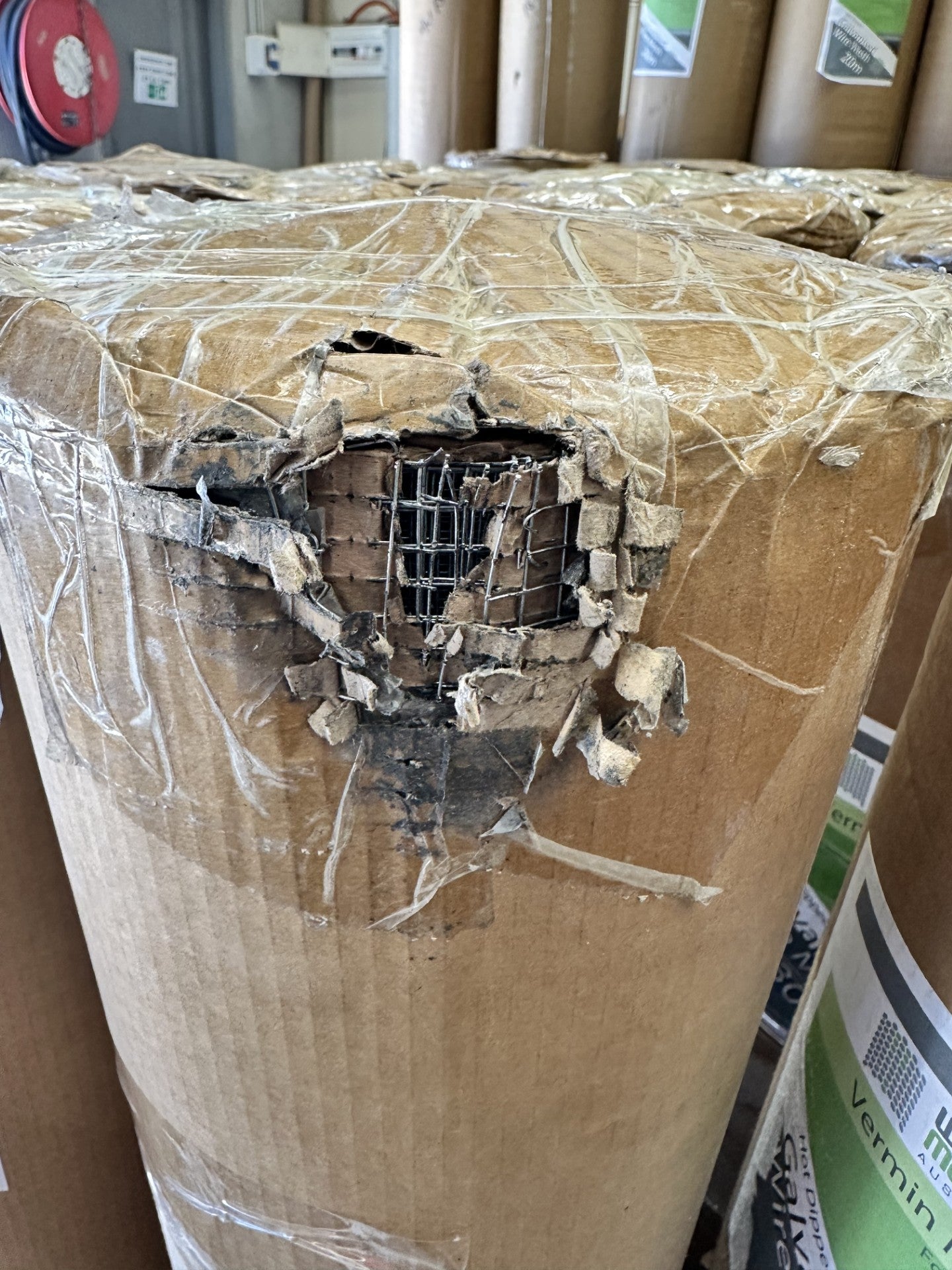 DAMAGED STOCK - 1 roll only: Vermin & Snake Wire Mesh 1200mm x 30m Roll 6.5mm squares 0.6mm wire gauge - see photo for damage - non-returnable / non-refundable