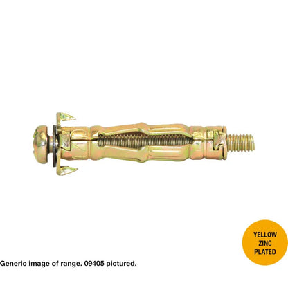 Macsim Hollow Wall Anchor Yellow Zinc Plated - Box of 100 - Various Sizes