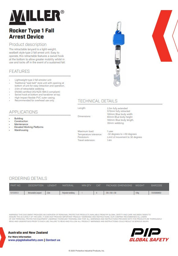 Miller Retractable Lanyard 2.5m