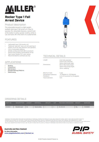 Miller Retractable Lanyard 2.5m