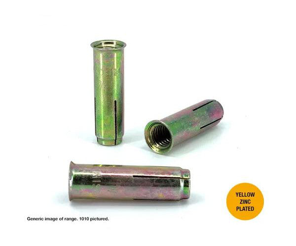 Macsim Drop In Anchor Yellow Zinc Plated - Various Imperial Sizes and Quantities
