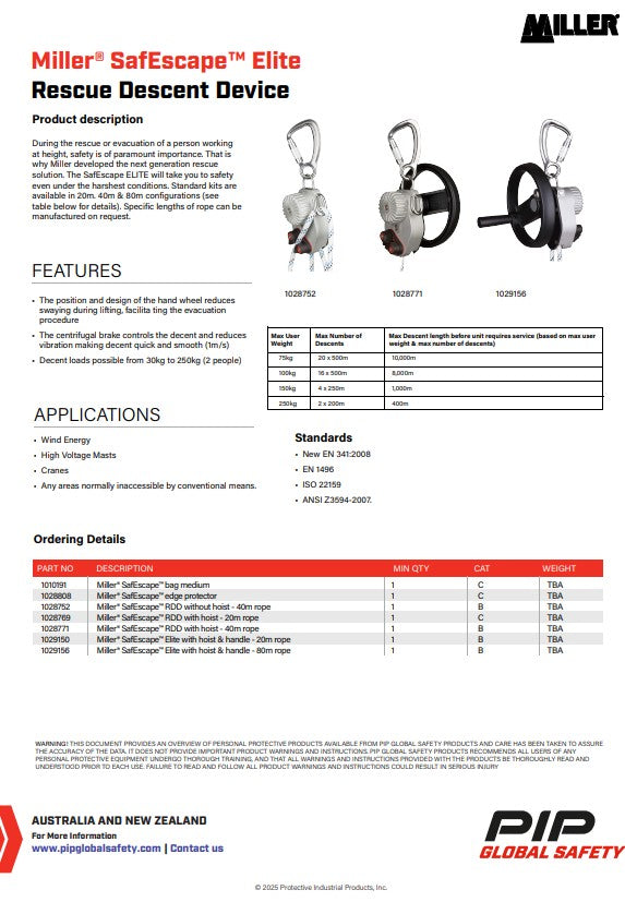 Miller SafEscape Rescue Systems and Accessories
