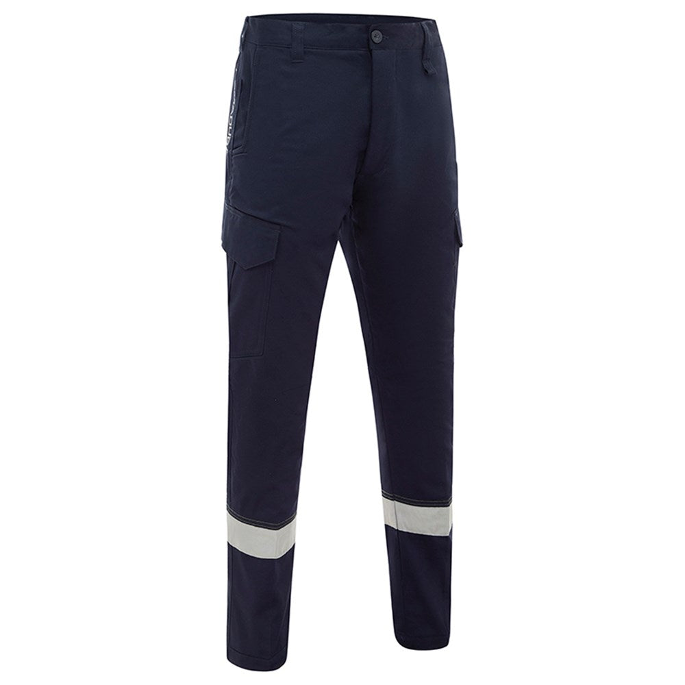 Lightweight Cotton Drill Modern Fit Taped Navy Cargo Pants - in Various Sizes