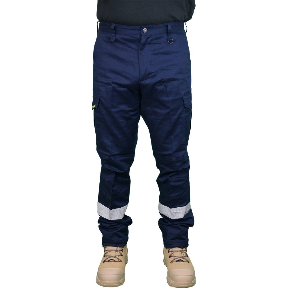 Stretch Ripstop Modern Fit Taped Navy Cargo Pants - in Various Sizes