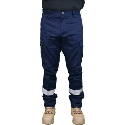 Stretch Ripstop Modern Fit Taped Navy Cargo Pants - in Various Sizes