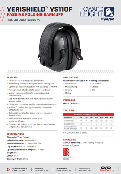 Howard Leight Verishield Passive Earmuffs - 14 design options - optional Hygiene Kit