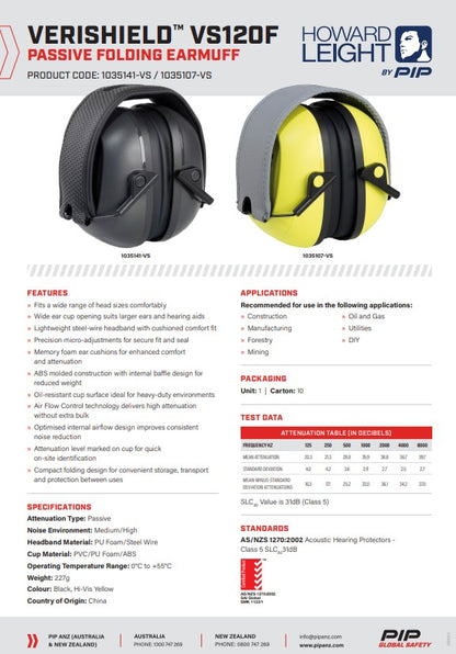 Howard Leight Verishield Passive Earmuffs - 14 design options - optional Hygiene Kit