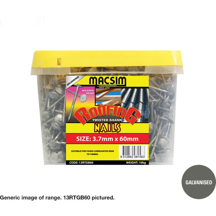 Roofing Nails Galvanised Twisted Shank 3.75mm x 60mm - Various Box Quantities