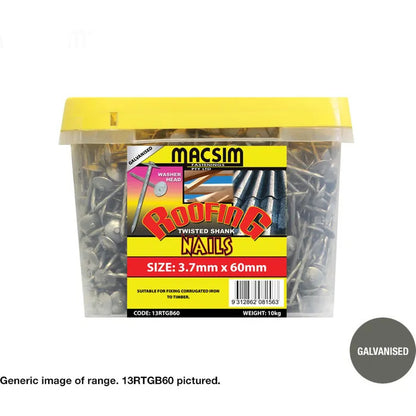 Roofing Nails Galvanised Twisted Shank 3.75mm x 60mm - Various Box Quantities