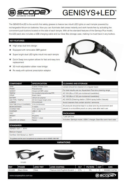 Scope Genisys + LED Black Gloss Frame Clear Lens